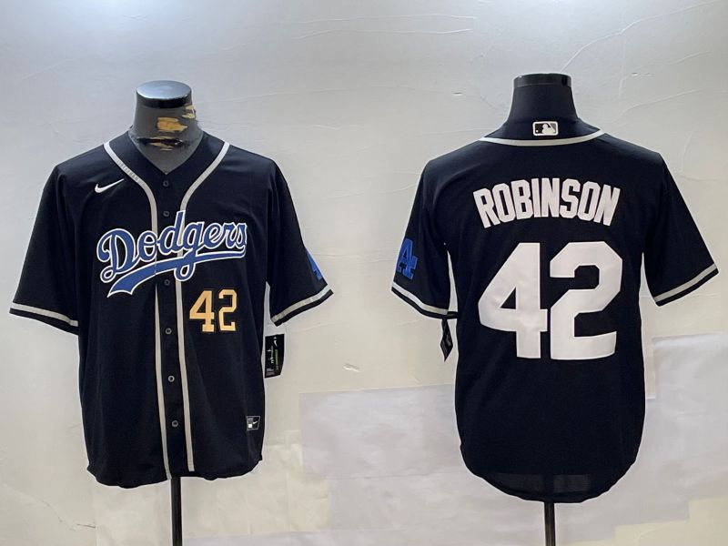 Men Los Angeles Dodgers #42 Robinson Black Game 2024 Nike MLB Jersey style 11206